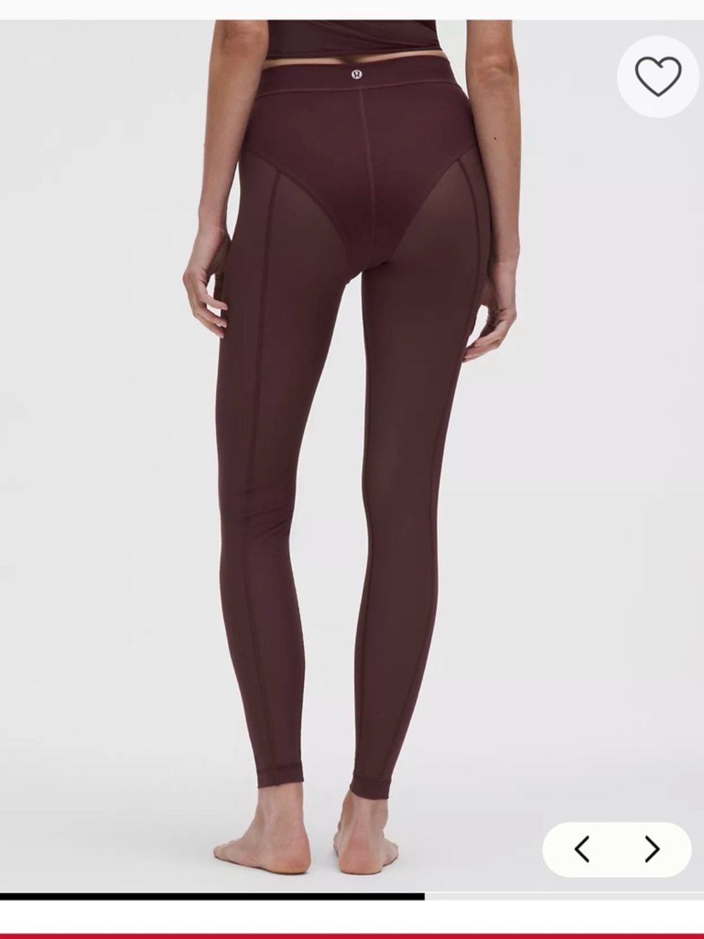 lululemon athletica High-Rise Mesh Panel Leggings - Burgundy Size 0